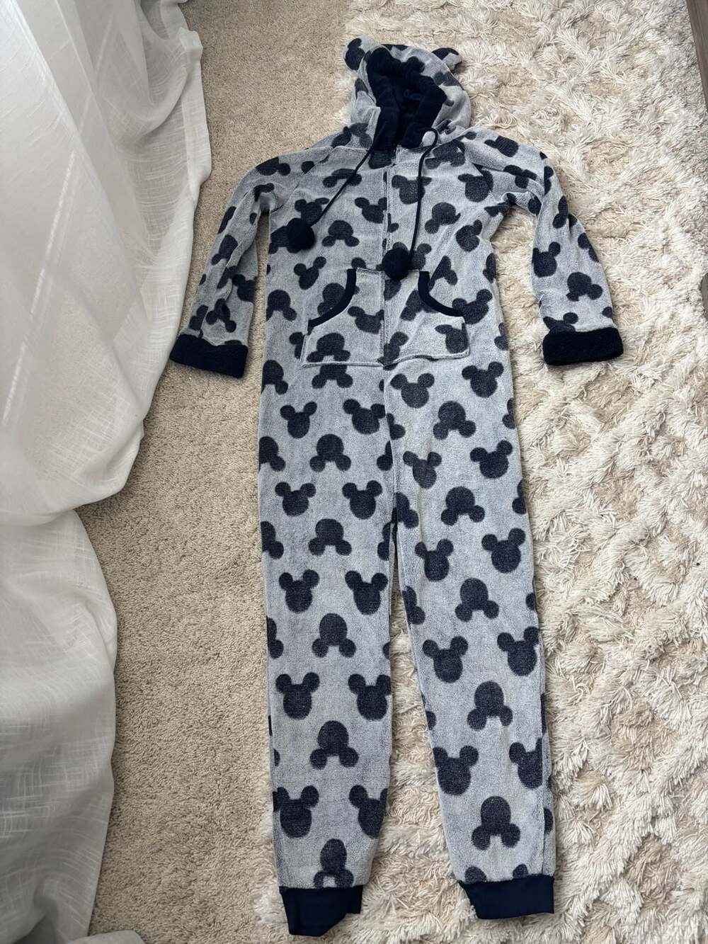 Disney Mickey Mouse Hooded Fleece One-Piece Zip-Up Pajamas